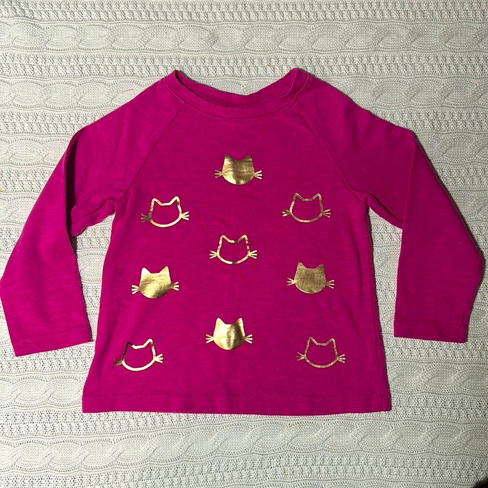 Gymboree pink cat top with gold